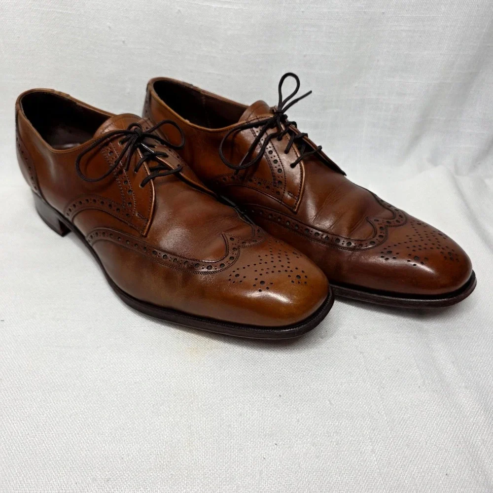 Bostonian Wingtip Oxford Mens 12 Brown‎ Leather Brogue Dress Shoes Lace Classic